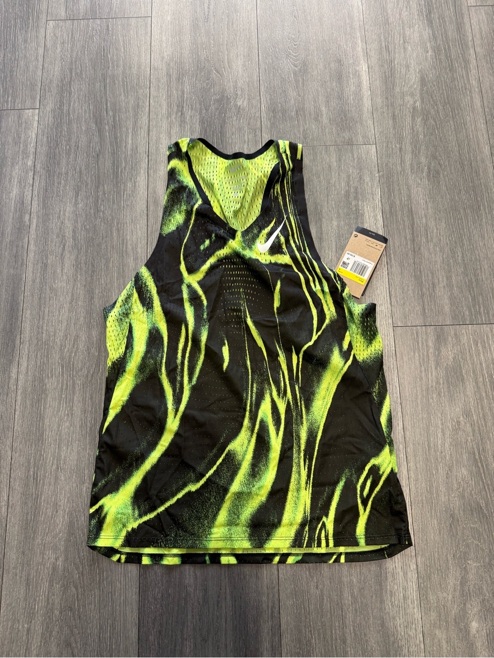 Nike Dri-FIT ADV Men's Running Tank Green/Black Abstract Mesh Size S HV2643-702